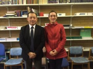 Professor Zhu, Director of the Centre for Children's Literature, Ocean University, China, with Professor Karin Lesnik-Oberstein, December 2016
